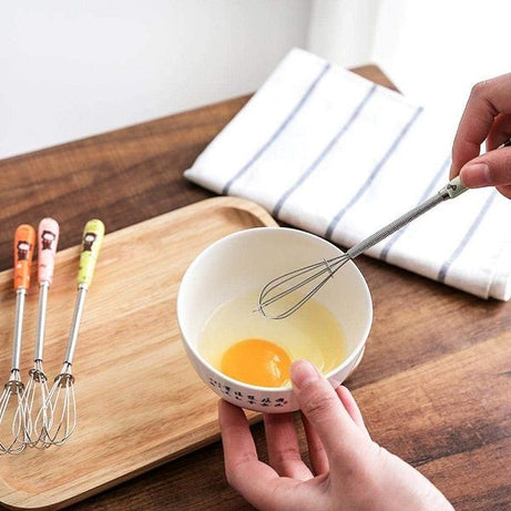 Stainless Steel Manual Egg Beater Ceramic Handle Mini Beater