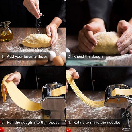 Stainless Steel Manual Roller Pasta Maker With Adjustable Thickness Noodles Cutter with Clamp for Spaghetti - Oshi.pk - Buy & Sell Online