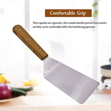 Stainless Steel Spatula with Wooden Handle Pancake Flipper Hamburger Turner