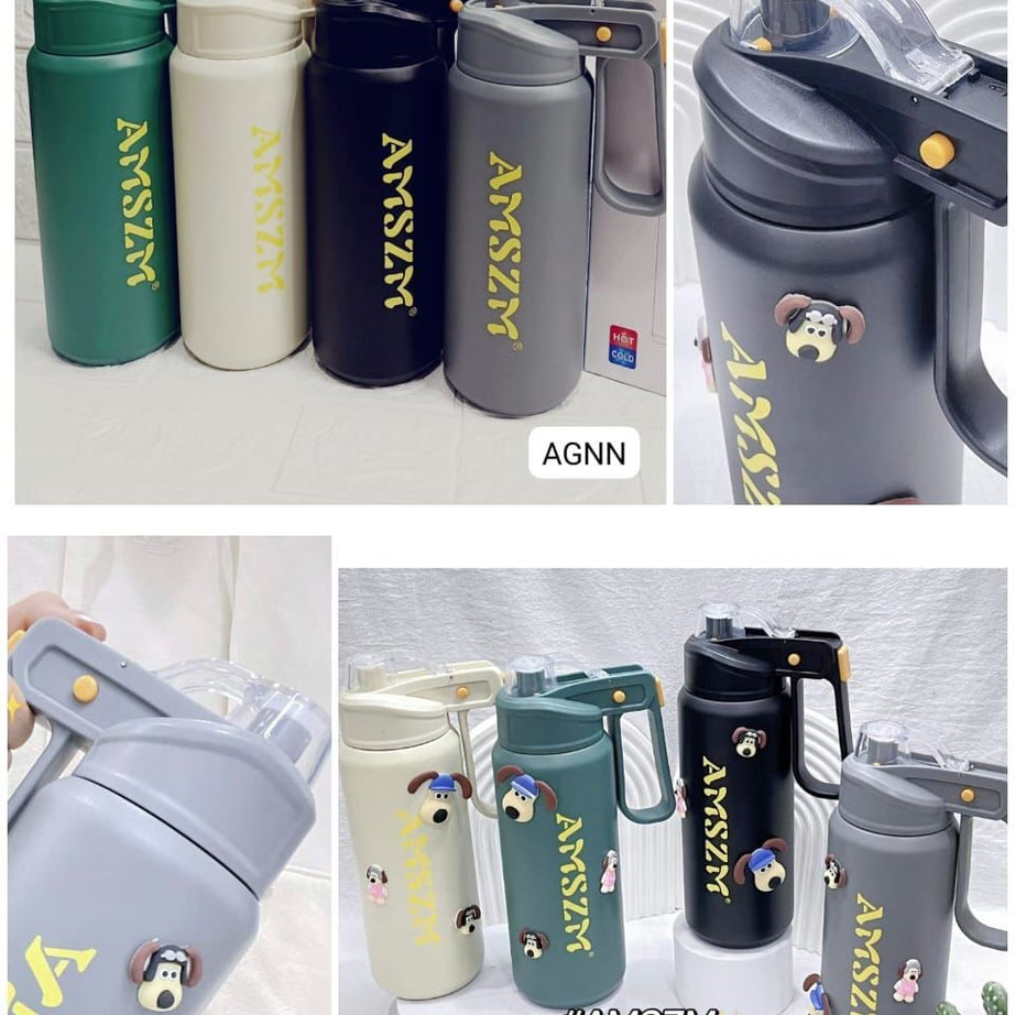 Stainless Steel Water Bottle Double Layer Thermos Cup Portable Tea Leak Bounce Cover Outdoor Sports Office Water Cup - Oshi.pk - Buy & Sell Online