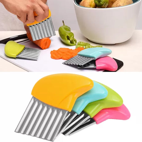 Stainless Steel Wavy Cutter French Fries Cutter Vegetable Cutter Kitchen Knives Fruit Tool Knife Accessories - Oshi.pk - Buy & Sell Online