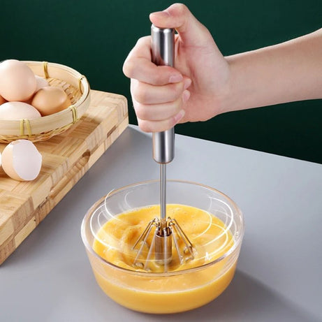 Stainless Steel Whisk Egg Beater Hand Push Rotary Blender Versatile Mini Foam Milk Frother Manual Cooking Mixer Kitchen Tool