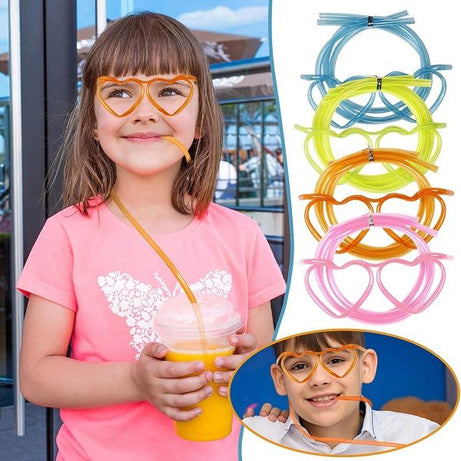 Straw Glasses Soft Plastic Straw Reusable Fun Loop Drinking Tube Eyeglasses - Oshi.pk - Buy & Sell Online