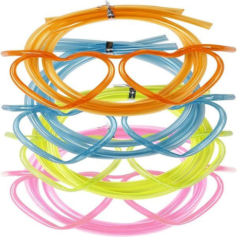 Straw Glasses Soft Plastic Straw Reusable Fun Loop Drinking Tube Eyeglasses - Oshi.pk - Buy & Sell Online