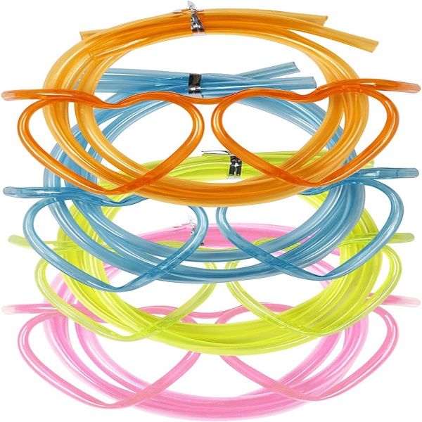 Straw Glasses Soft Plastic Straw Reusable Fun Loop Drinking Tube Eyeglasses - Oshi.pk - Buy & Sell Online