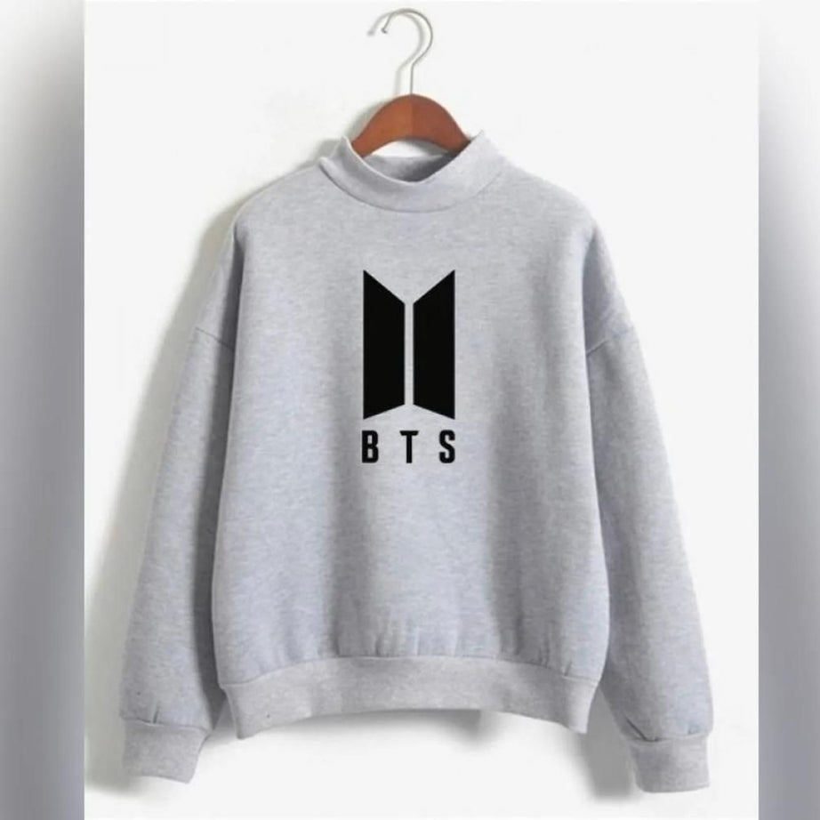 Stylish BTS LOGO PRINT Tag Print Thick & Fleece Fabric Rib Sweatshirt for Winter sweatshirt Fashion Wear for Women / Girls - Oshi.pk - Buy & Sell Online