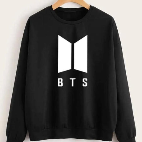 Stylish BTS LOGO PRINT Tag Print Thick & Fleece Fabric Rib Sweatshirt for Winter sweatshirt Fashion Wear for Women / Girls - Oshi.pk - Buy & Sell Online