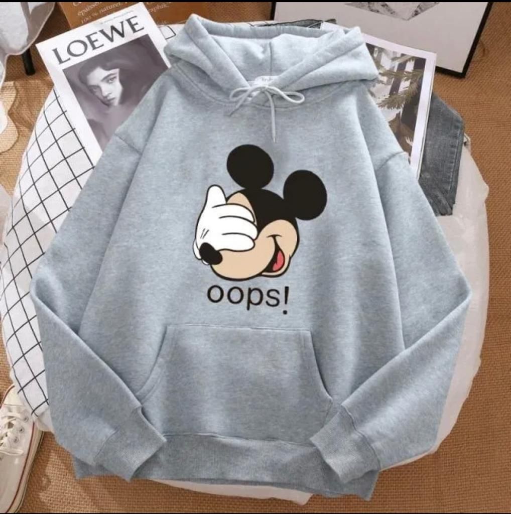 STYLISH OOPS MICKEY Tag Print Kangaroo Hoodie huddy Pocket Drawstring Casual Clothing Export Quality Huddie Winter Wear Smart Fit Hoody For Women - Oshi.pk - Buy & Sell Online
