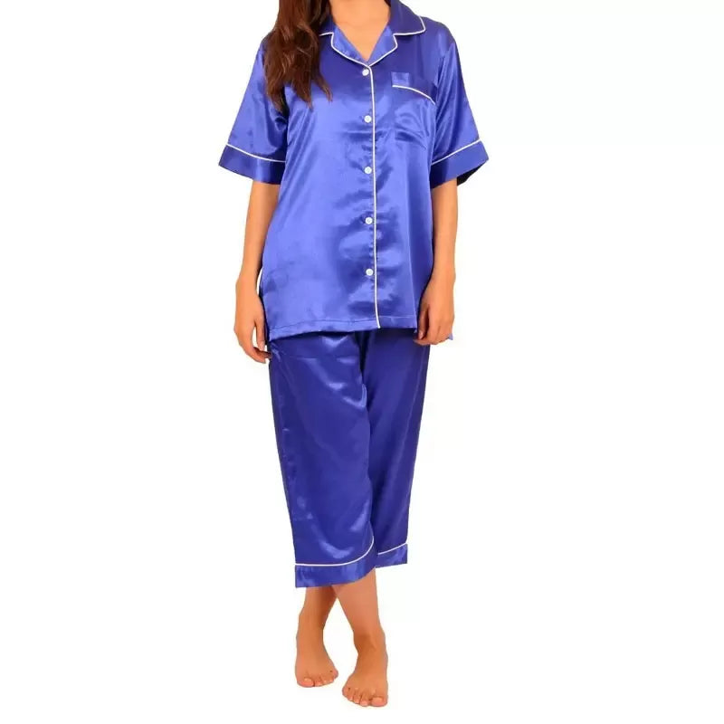 Stylish Solid Satin PJ with Pipin for HER (PJ-10) - Oshi.pk - Buy & Sell Online