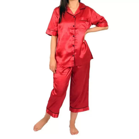 Stylish Solid Satin PJ with Pipin for HER (PJ-10) - Oshi.pk - Buy & Sell Online