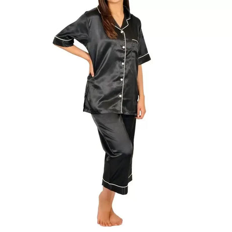 Stylish Solid Satin PJ with Pipin for HER (PJ-10) - Oshi.pk - Buy & Sell Online
