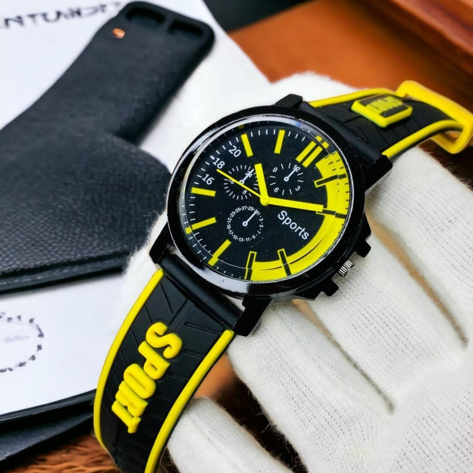 Stylish Sports Analog Rubber Strap Watch For Boys Men's - Oshi.pk - Buy & Sell Online