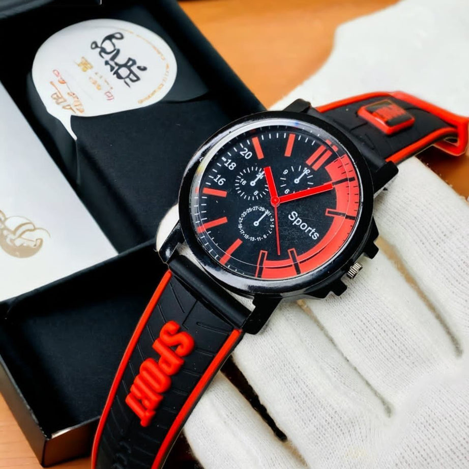 Stylish Sports Analog Rubber Strap Watch For Boys Men's