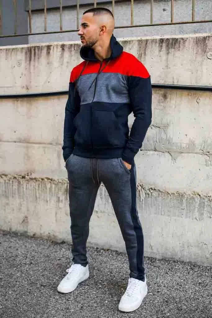 Stylish Three Color Tracksuit With Denim Blue Decent Contrast For Men - Oshi.pk - Buy & Sell Online