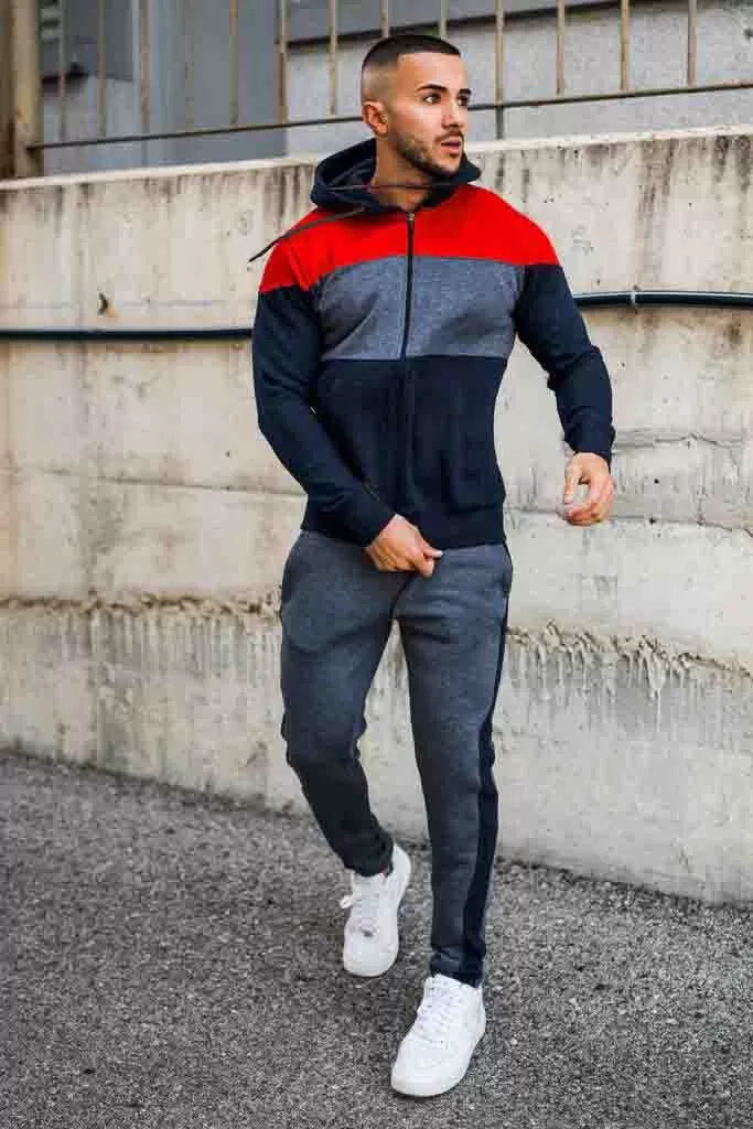 Stylish Three Color Tracksuit With Denim Blue Decent Contrast For Men - Oshi.pk - Buy & Sell Online
