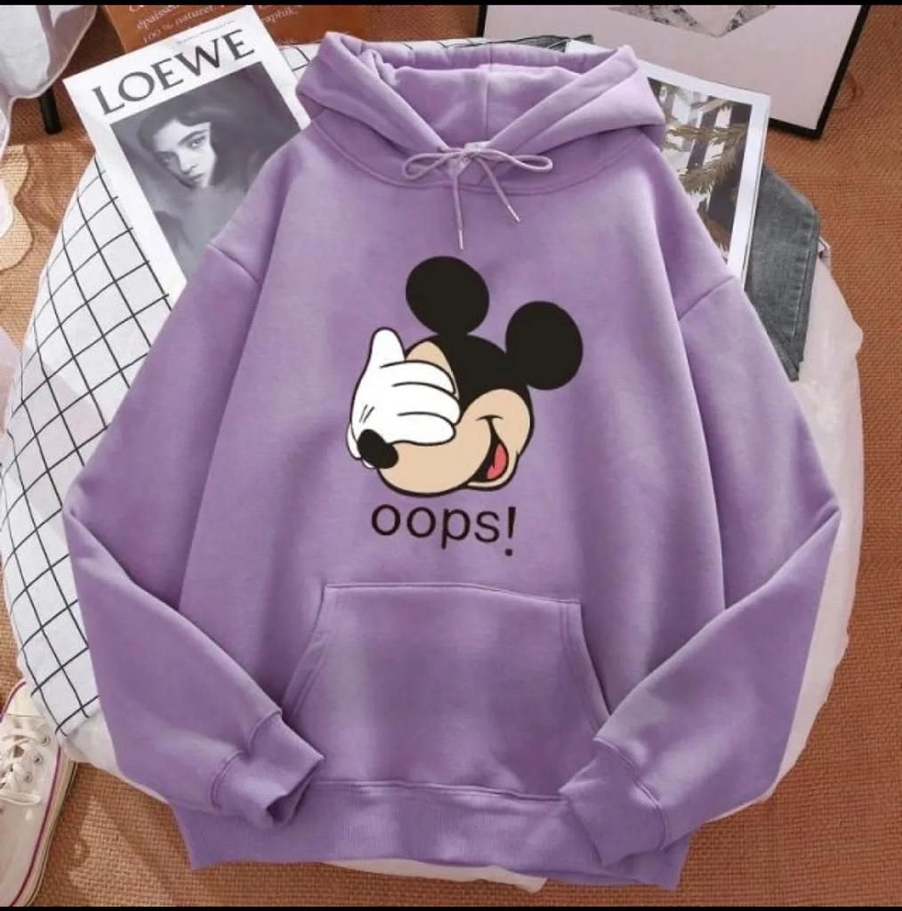 STYLISH OOPS MICKEY Tag Print Kangaroo Hoodie huddy Pocket Drawstring Casual Clothing Export Quality Huddie Winter Wear Smart Fit Hoody For Women - Oshi.pk - Buy & Sell Online