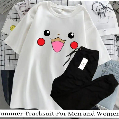 Summer Collection Pikachu Printed stylish Half Sleeves White T Shirt And Black Trouser For Women n Girls - Oshi.pk - Buy & Sell Online