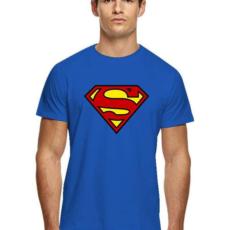 Summer Collection T Shirt Smart Fit Super Man Print O-Neck Half Sleeves Trendy Blue T Shirt For Men - Oshi.pk - Buy & Sell Online