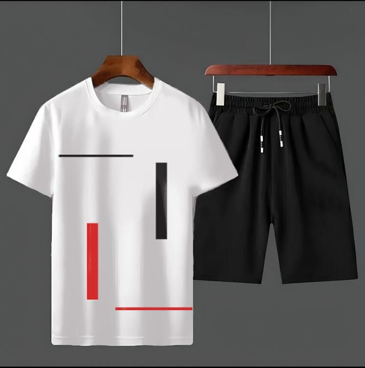 Summer Tracksuit Men's Vertical Stripes Amazing Smart Fit white T-Shirts And Black shorts Soft & Comfy Fabric For Men And Boys - Oshi.pk - Buy & Sell Online