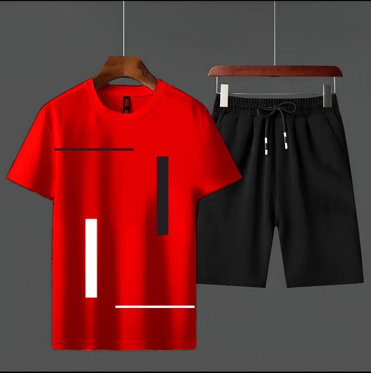 Summer Tracksuit Men's Vertical Stripes Amazing Smart Fit Red T-Shirts And Black shorts Soft & Comfy Fabric For Men And Boys - Oshi.pk - Buy & Sell Online