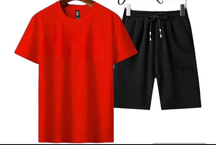 Summer Tracksuit Plain In red T shirt And Black shorts Soft & Comfy Fabric Summer Printed Tracksuit - Oshi.pk - Buy & Sell Online