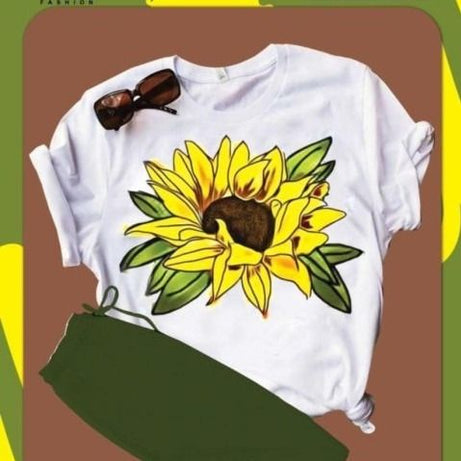 Sunflower printed Half Sleeves T-shirt for Girls/Women's - Oshi.pk - Buy & Sell Online