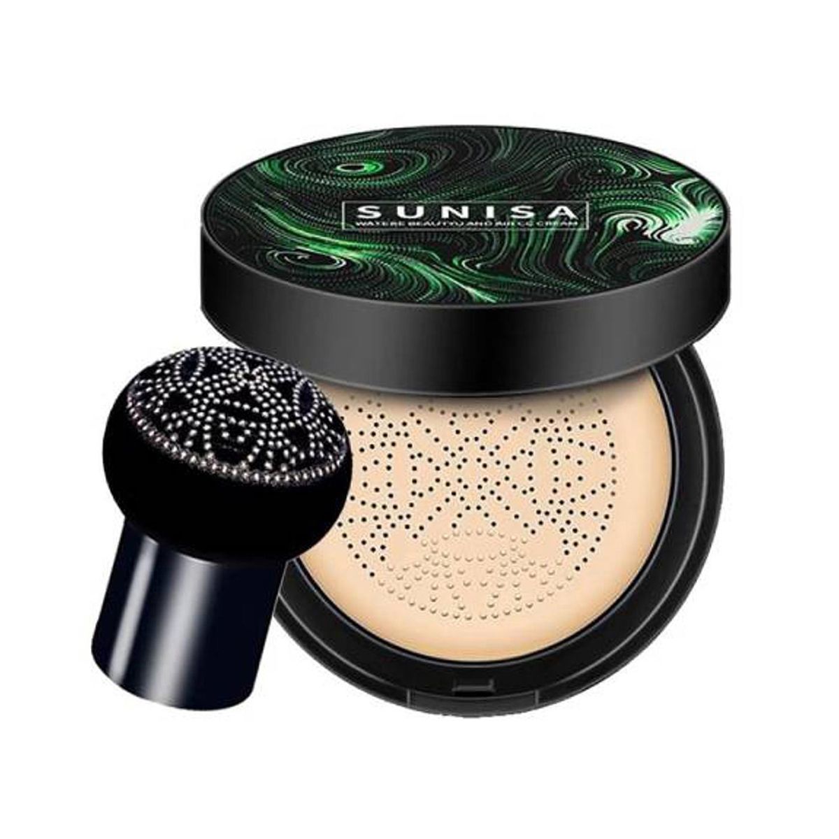 SUNISA Foundation Base Waterproof Mushroom Head Air Cushion BB CC Cream Moisturizing Liquid Foundation with Sponge