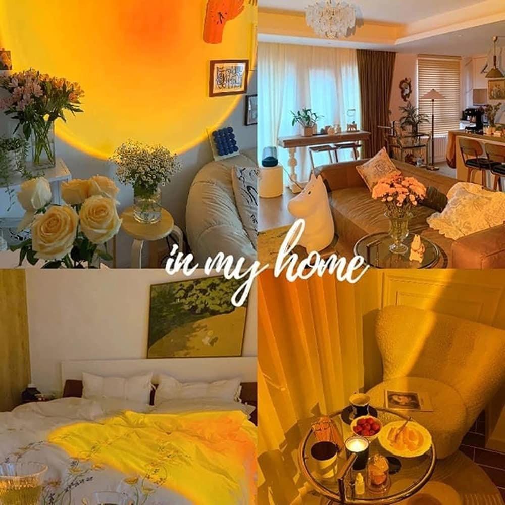 Sunset Lamp Projector RGB Rainbow Lamp Night Light USB Table Lamps Photo Shoot Live Lighting For Home Bedroom Background Wall Decoration Led - Oshi.pk - Buy & Sell Online