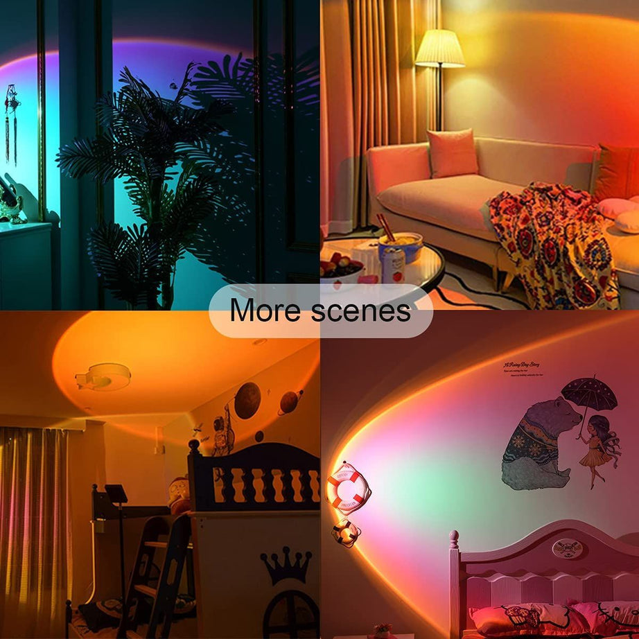 Sunset Lamp Projector RGB Rainbow Lamp Night Light USB Table Lamps Photo Shoot Live Lighting For Home Bedroom Background Wall Decoration Led - Oshi.pk - Buy & Sell Online