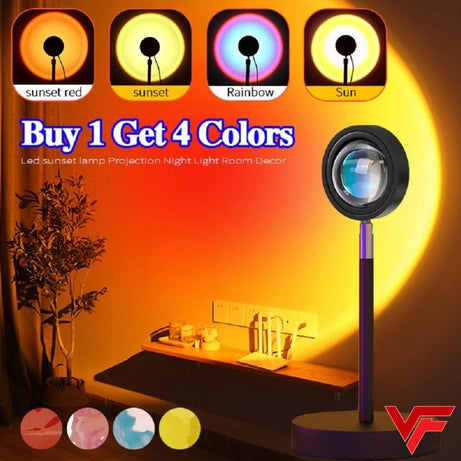 Sunset Lamp Projector RGB Rainbow Lamp Night Light USB Table Lamps Photo Shoot Live Lighting For Home Bedroom Background Wall Decoration Led - Oshi.pk - Buy & Sell Online