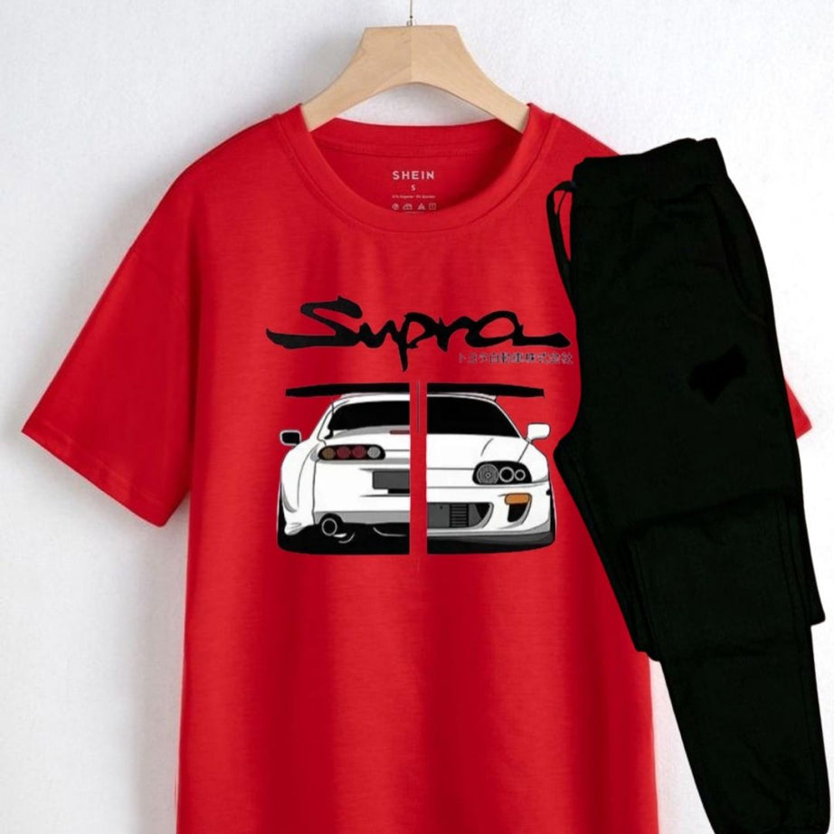 Supra Summer Tracksuit T Shirt and Black Trouser Gym wear New track Men's Clothing Summer Breathable and comfortable - Oshi.pk - Buy & Sell Online