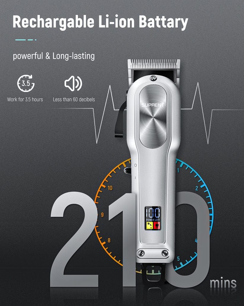 SUPRENT Cordless Hair Clippers for Men, Professional Hair Cutting Kit with 2000mAh Lithium Ion, Barber Clipper Set with Lock-in Length, LED Display - Oshi.pk - Buy & Sell Online