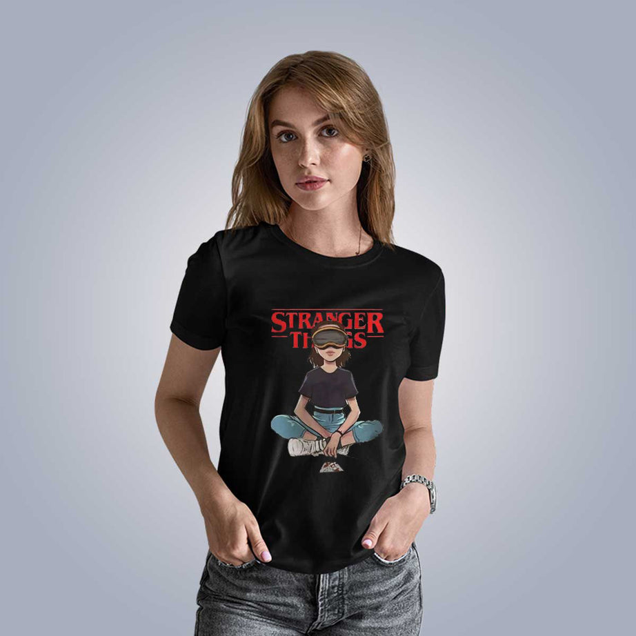 T shirt for girls & Women STRANGER THINGS Printed Round Neck Half sleeve