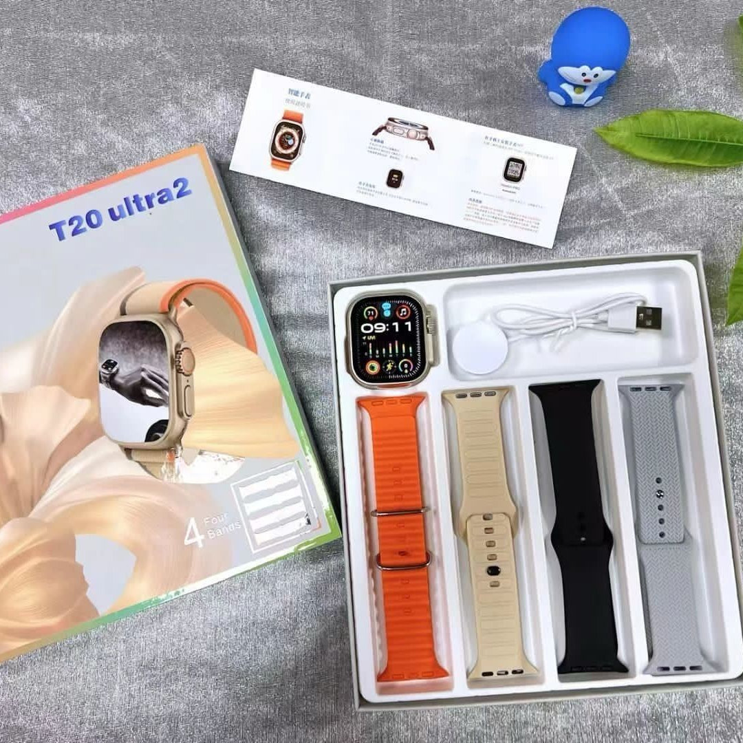 T20 Ultra2 With 4 Strap Series 9 Gesture Operation Bluetooth Call Smartwatch Wireless Charging HD Big Screen Fitness Watch - Oshi.pk - Buy & Sell Online