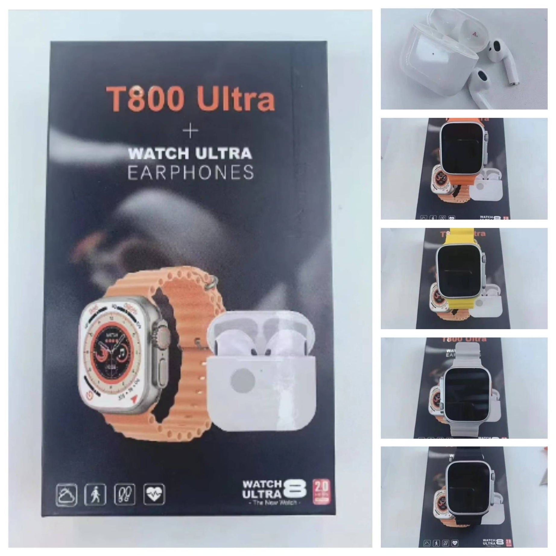 T800 Ultra 8 Smartwatch for Sport and Fitness Men and Womens Bluetooth Call 2-in-1 Watch with Earphone - Oshi.pk - Buy & Sell Online