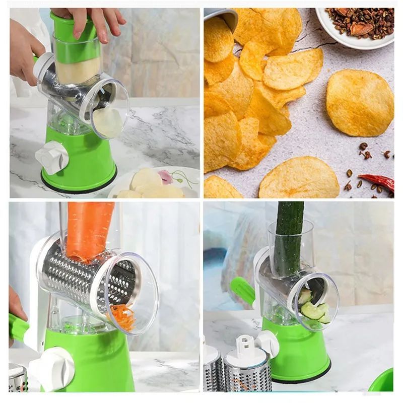 Table Top Drum Multifunctional Roller Vegetable Cutter Hand Crank Home Kitchen Shredder Potato Grater - Oshi.pk - Buy & Sell Online