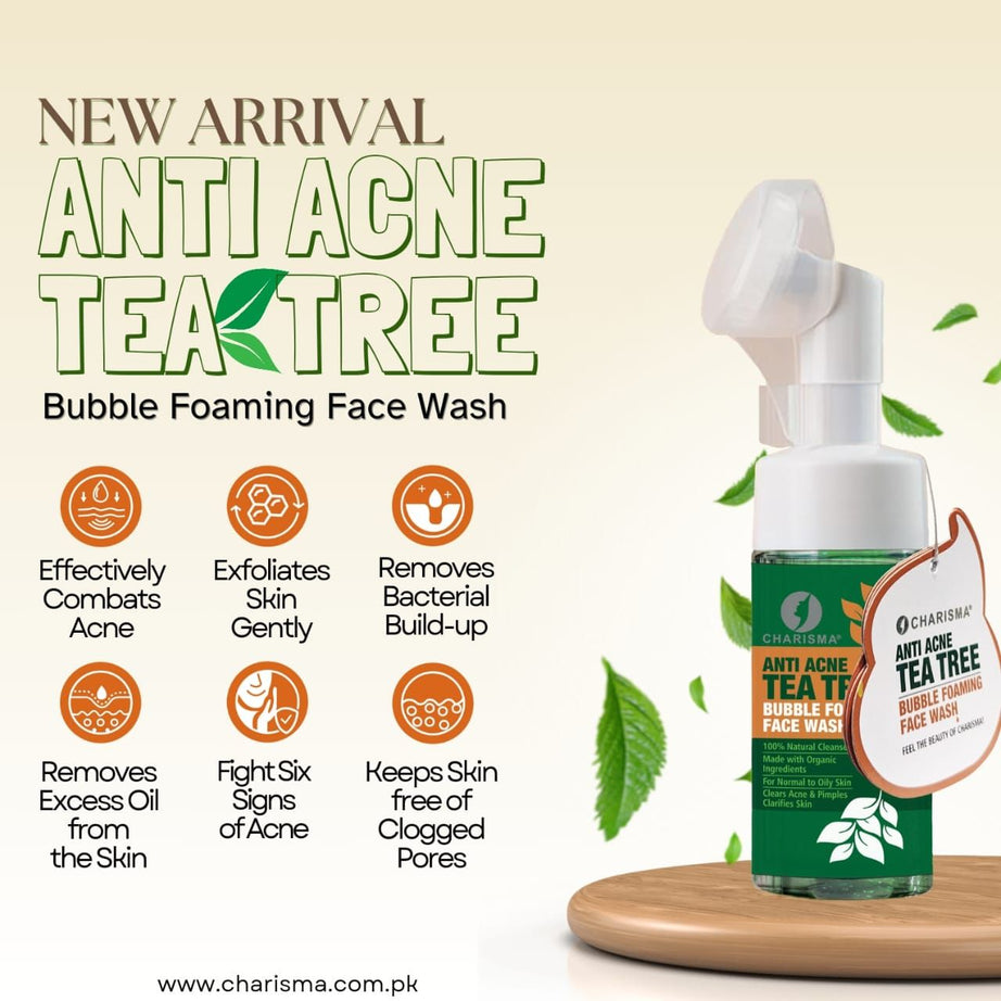Tea Tree Anti Acne Bubble Facewash With Brush (Original) - Oshi.pk - Buy & Sell Online