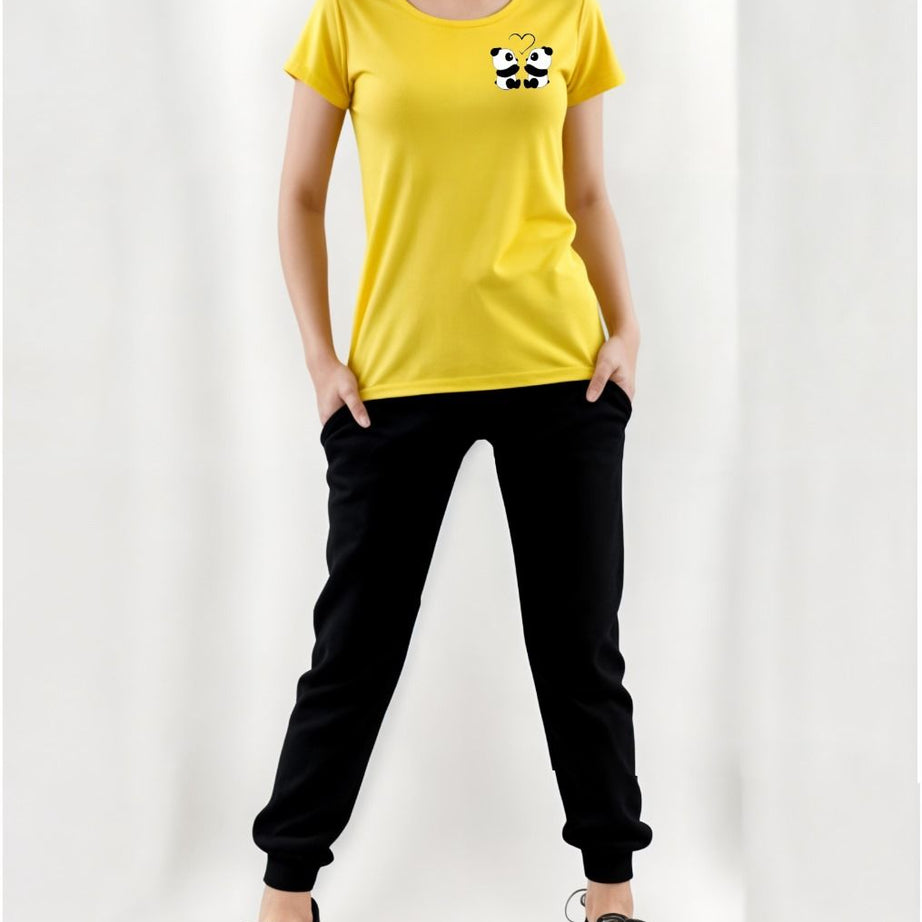 THE GIRLS Summer Tracksuit Round Neck Half Sleeves T Shirts Top Quality Trouser For women - Oshi.pk - Buy & Sell Online