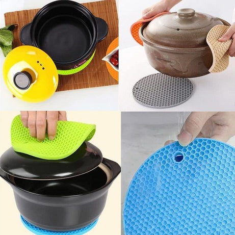 Thick Round Silicone Pot Holders Mat Heat Resistant Non Slip