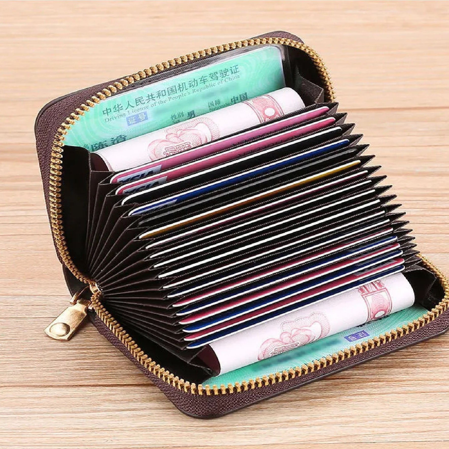 Thin Full Zipper Card Holder Imperial Horse Leather Wallet For Men BK's - Oshi.pk - Buy & Sell Online