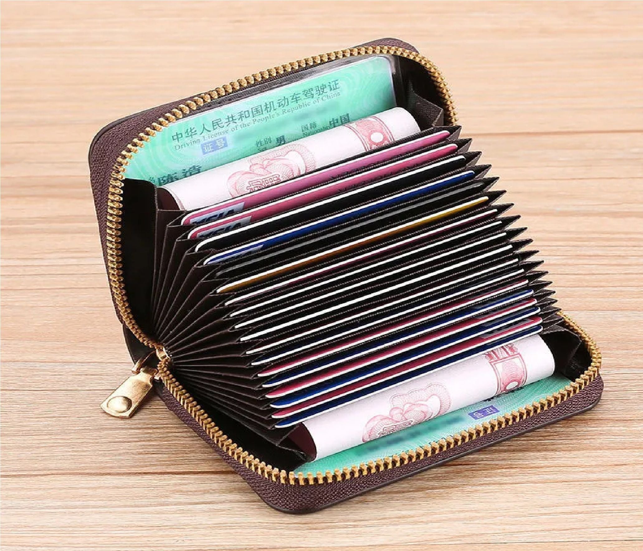 Thin Full Zipper Card Holder Imperial Horse Leather Wallet For Men BK's - Oshi.pk - Buy & Sell Online