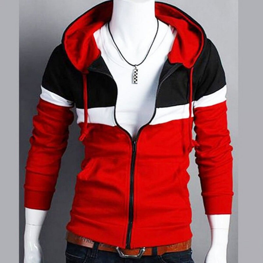 Three Contrast Pannel Zipper Hoodie - Oshi.pk - Buy & Sell Online