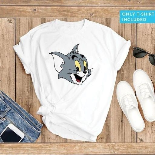 Tom Printed Cotton Half Sleeves O Neck White T Shirt - Oshi.pk - Buy & Sell Online