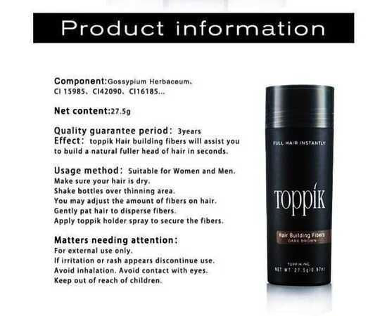 Toppik Caboki Hair Building Fibers Makes Thin Hairs Thick Everyday (27.5gm - Black) - Oshi.pk - Buy & Sell Online