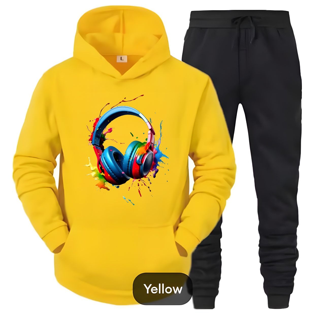 Track Suit NEW ARRIVAL - Earphone Printed Tracksuit Soft Fabric Stretchable black Huddle & Trouser Trendy Track Suit for Trendy Fashion Wear Track Sui - Oshi.pk - Buy & Sell Online