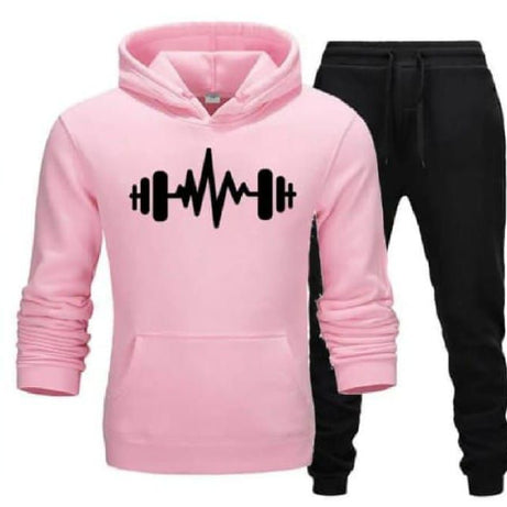 Tracksuit pink Huddie & Black Trouser Trendy And Amazing Dumble Printed Fleece Pocket Drawstring Winter Wear Smart Fit Hoody - Oshi.pk - Buy & Sell Online