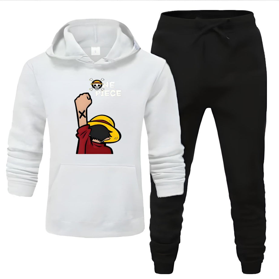 Tracksuit White Huddie & Black Trouser Trendy And Amazing Pirate Printed Fleece Pocket Drawstring Winter Wear Smart Fit Hoody - Oshi.pk - Buy & Sell Online