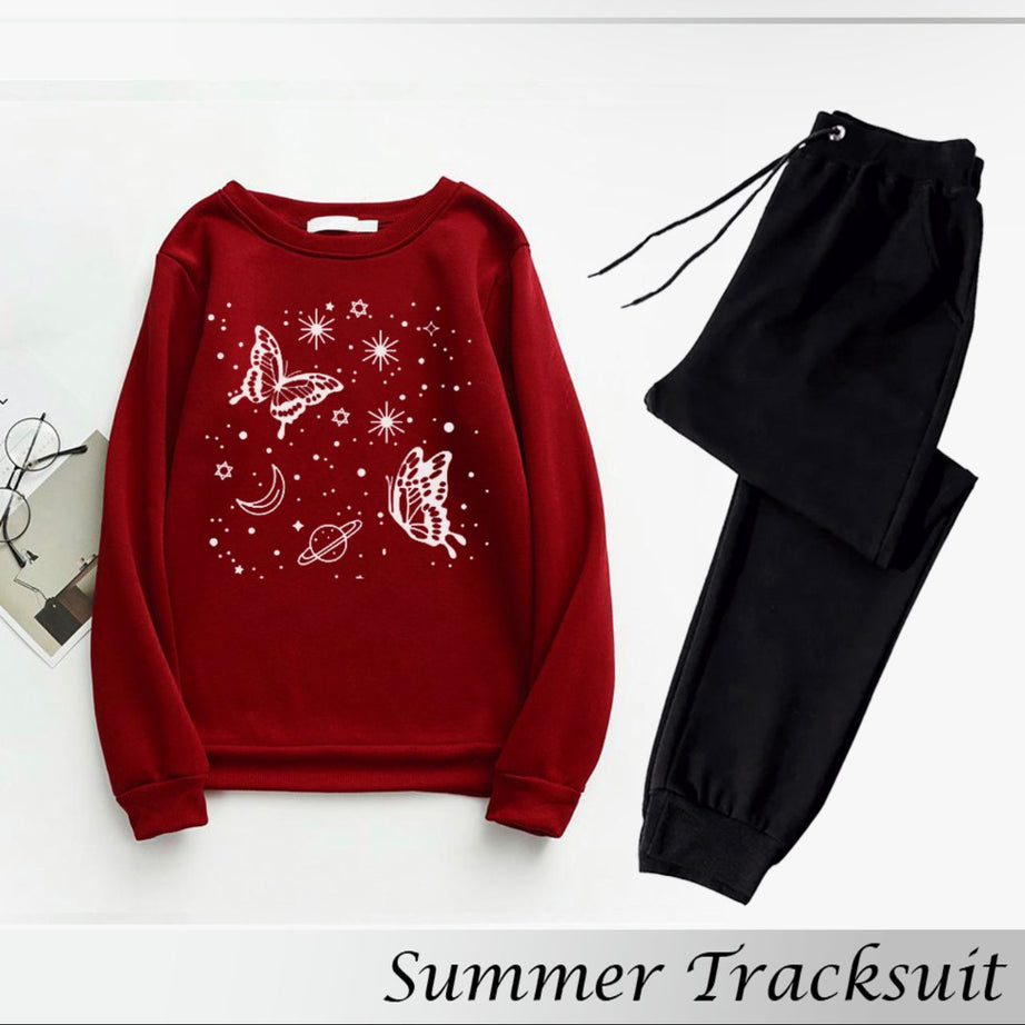 Tracksuit BUTTERFLIES SATUR Print Thick & Fleece Fabric Sweatshirt with trouser for Winter sweatshirt Fashion Wear tracksuit for Women / Girls - Oshi.pk - Buy & Sell Online