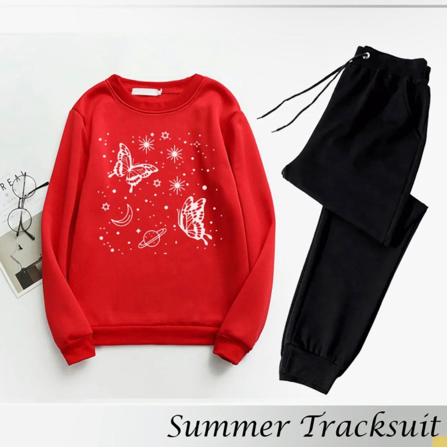 Tracksuit BUTTERFLIES SATUR Print Thick & Fleece Fabric Sweatshirt with trouser for Winter sweatshirt Fashion Wear tracksuit for Women / Girls - Oshi.pk - Buy & Sell Online