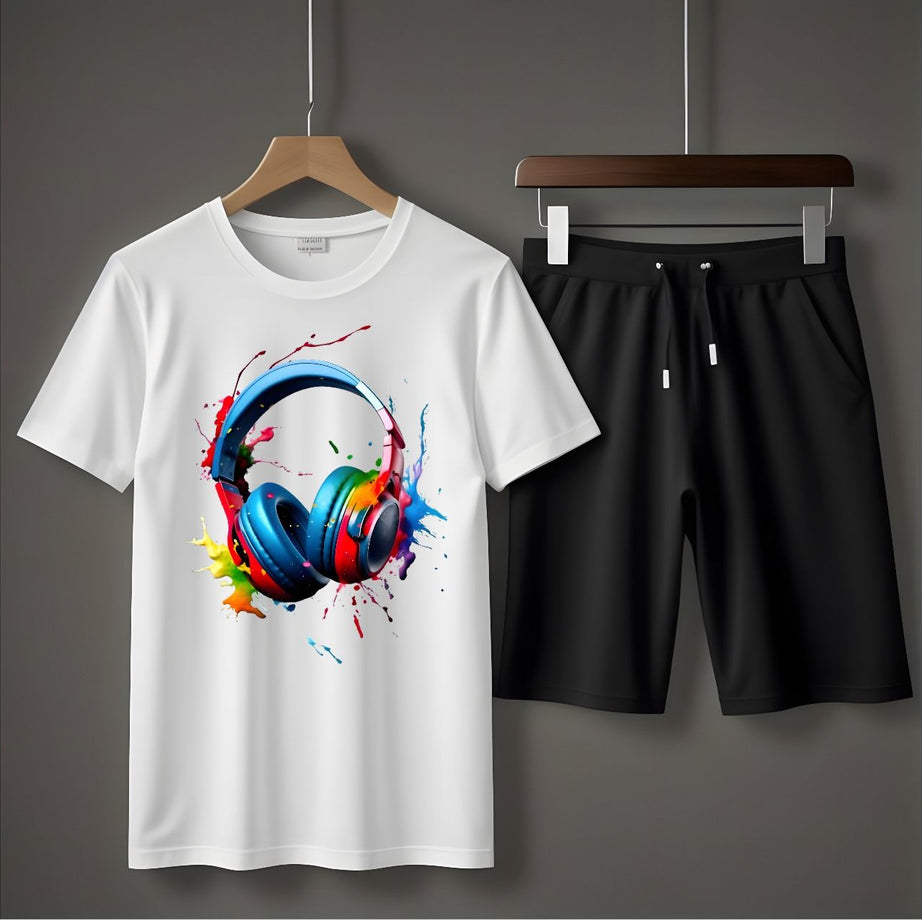 Tracksuit Cotton Fabric T-Shirt & Short Set for Summer Elegant Suits Gym Track Suit T shirts Pajama Casual Wear for Men - Oshi.pk - Buy & Sell Online